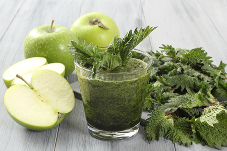 Nettle and apple smoothie.